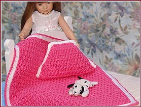 Cozy Post Stitch Doll Afghan & Pillow Set