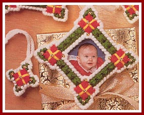 Plastic Canvas picture frame Christmas ornaments
