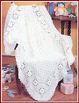 Roses in the Snow baby afghan, Grand Champion winner of the 2003 Herrschners Grand National Afghan Contest