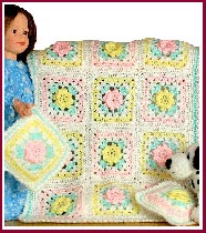 Pastel roses doll blanket and pillow set